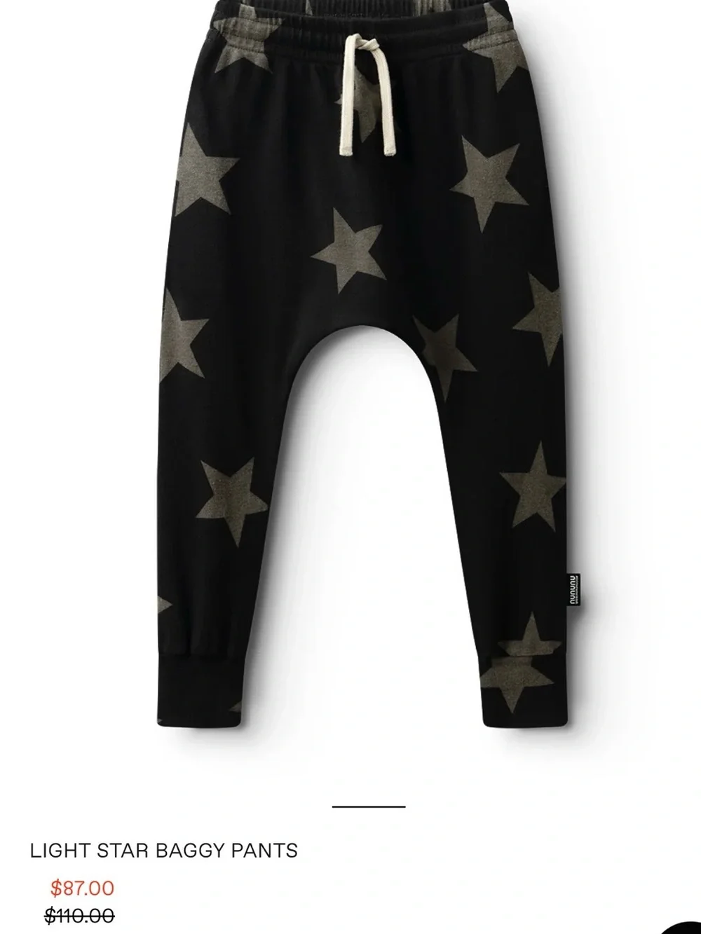 Nununu Toddler Black Star Baggy Jogger Pants - 2-3T